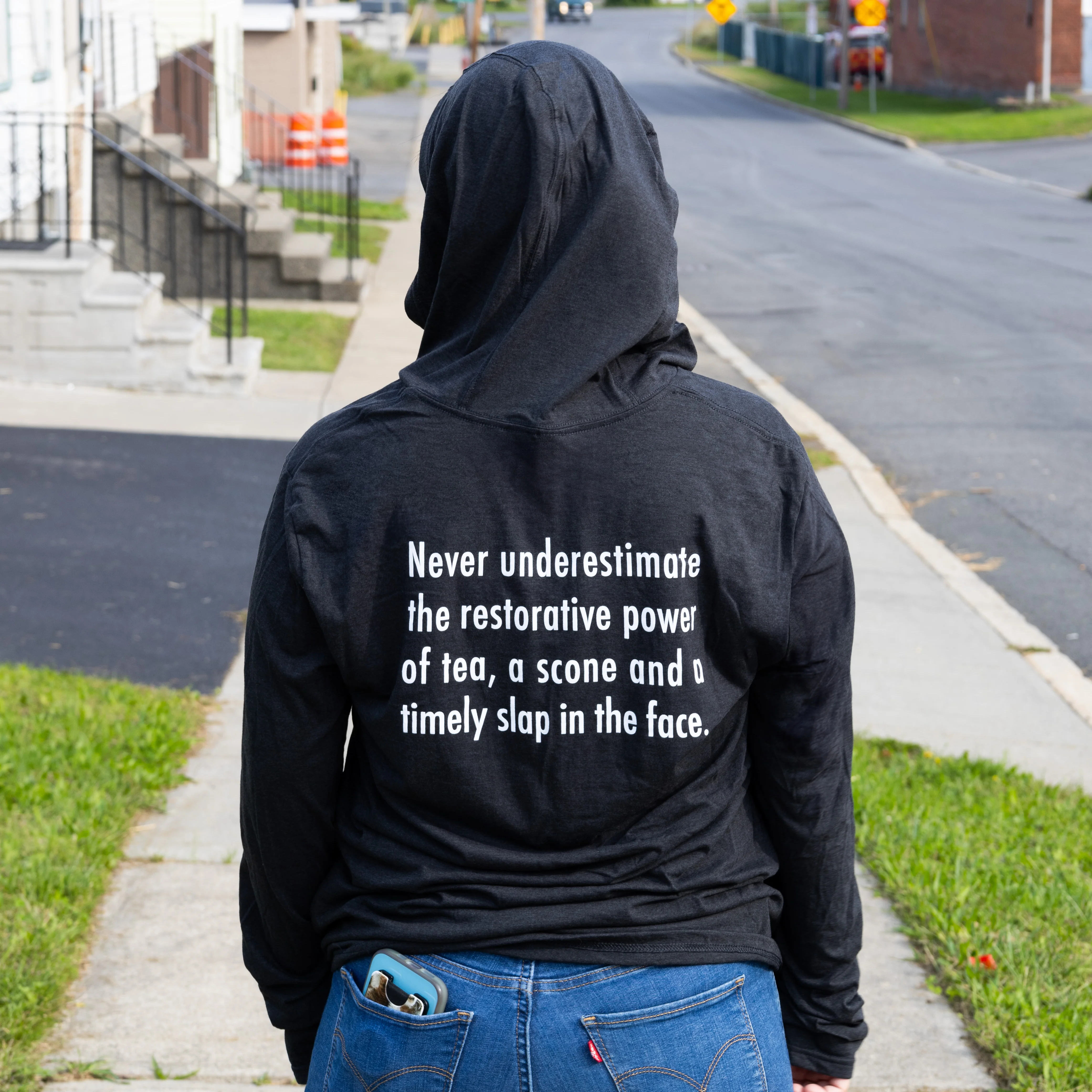 "Never Underestimate..." - Long Sleeve Hooded T-Shirt - Image 4